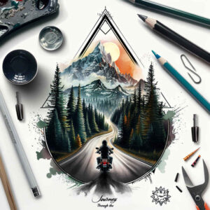 road-tattoo – tattoo design ideas free ai generated – realism-smooth-gradients – for-lower-back – Gallery: path-road-inkby-ai