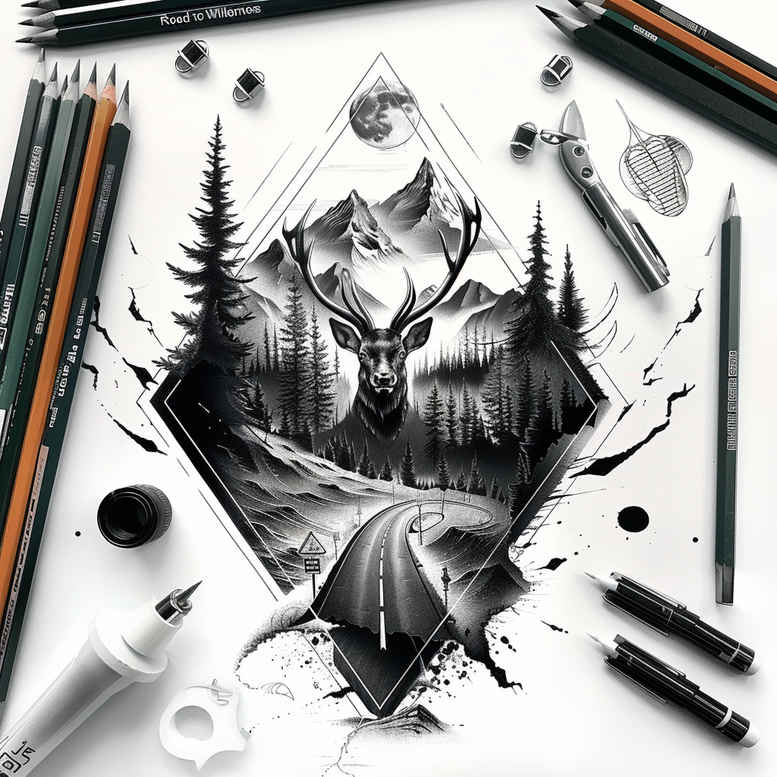 organic-line-path-tattoo-surrealism-disorienting-for-shoulder-blade – tattoo design ideas free ai generated – Gallery: path-road-inkby-ai