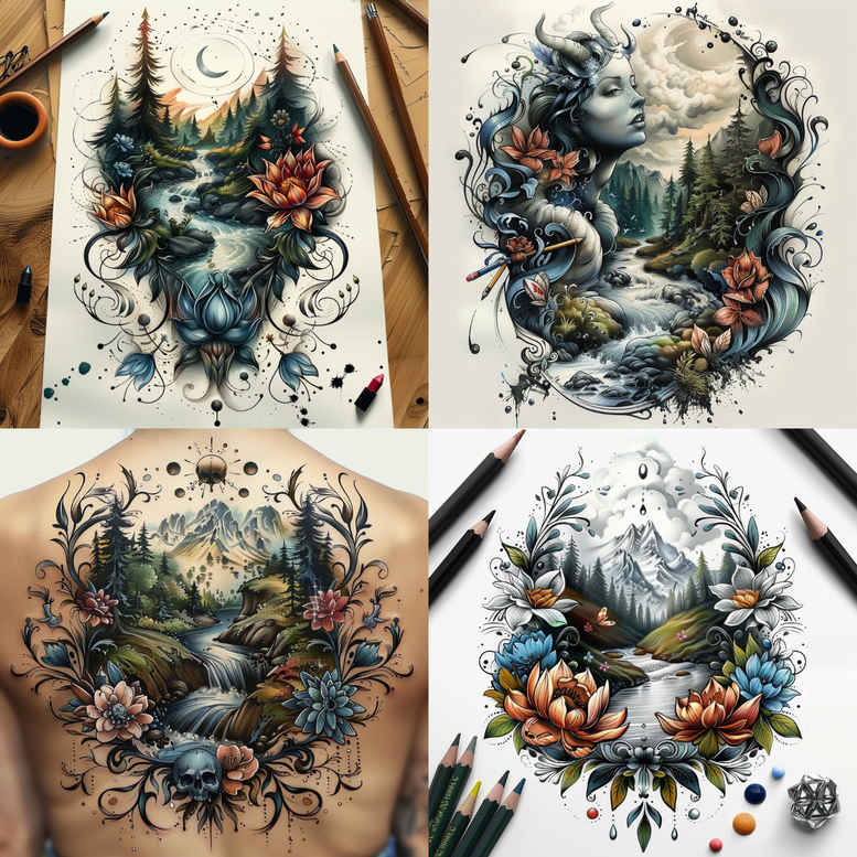 for-women-neotraditional-defined-outlines-for-back-of-neck – tattoo design ideas free ai generated – Gallery: path-road-inkby-ai