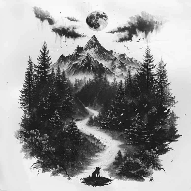 artistic-path-tattoo-neotraditional-classic-motifs-for-back-shoulder – tattoo design ideas free ai generated – Gallery: path-road-inkby-ai