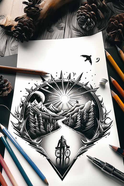 nature-path-tattoo-neotraditional-bold-highlights-for-elbow – tattoo design ideas free ai generated – Gallery: path-road-inkby-ai