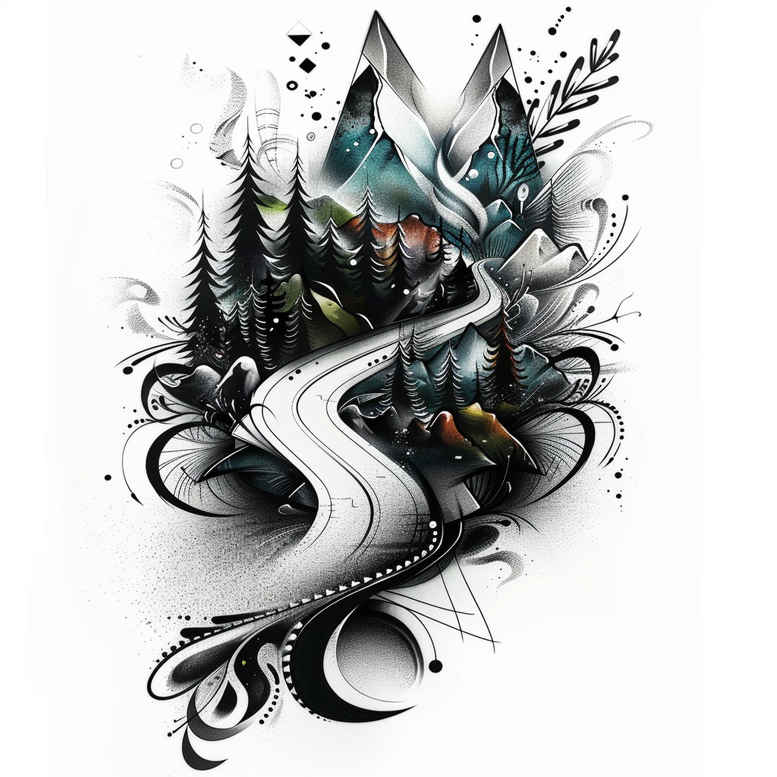 road-tattoo-surrealism-abstract-forms-for-inner-arm – tattoo design ideas free ai generated – Gallery: path-road-inkby-ai