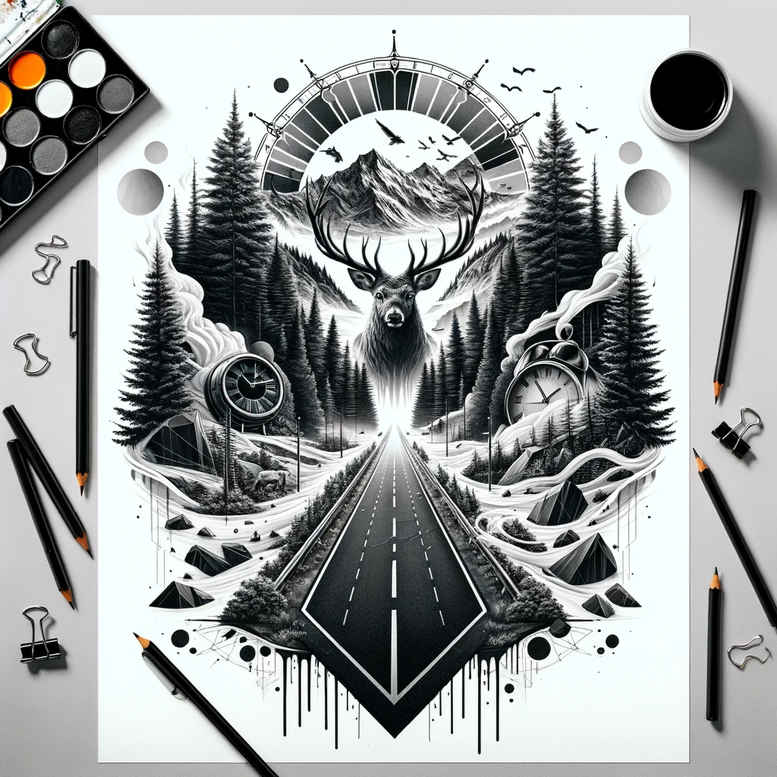 transformation-symbol-tattoo-neotraditional-vibrant-palette-for-scapula – tattoo design ideas free ai generated – Gallery: path-road-inkby-ai