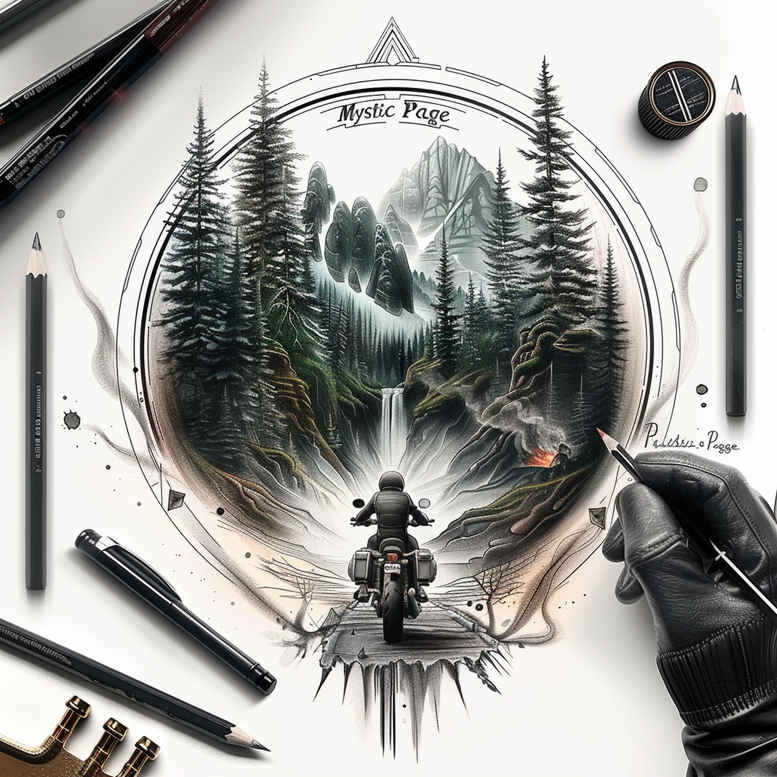 path-road tattoo design ideas abstract country road for shoulder blade
