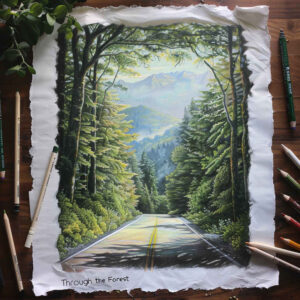 path-road tattoo design ideas Realism dynamic shadows country road for side