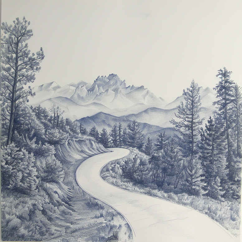 path-road tattoo design ideas cinematic country road for upper thigh
