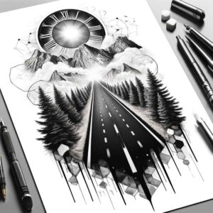 path-road tattoo design ideas bold texture forest path symbolising strength