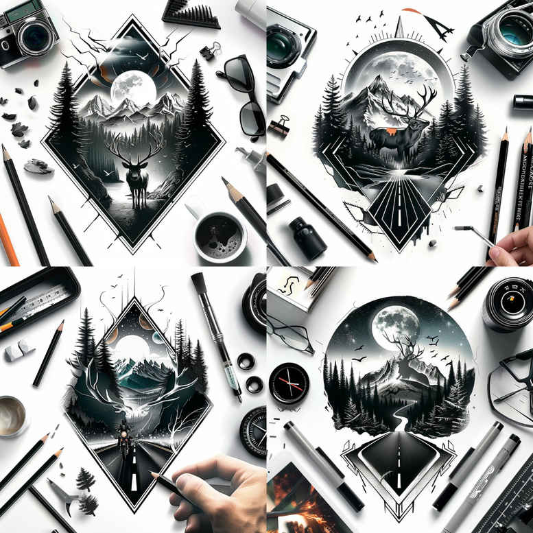 path-road tattoo design ideas vector-style forest road resilience and power