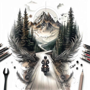 path-road tattoo design ideas layered fill forest road symbol of courage