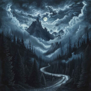 path-road tattoo design ideas matte-finish forest trail for lower thigh