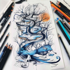 path-road tattoo design ideas ornamental life path for wrist