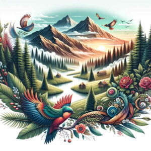 path-road tattoo design ideas Neotraditional dynamic color natural trail for outer arm