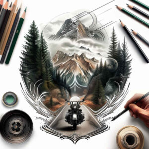 path-road tattoo design ideas realistic texture outdoor path symbolising endurance