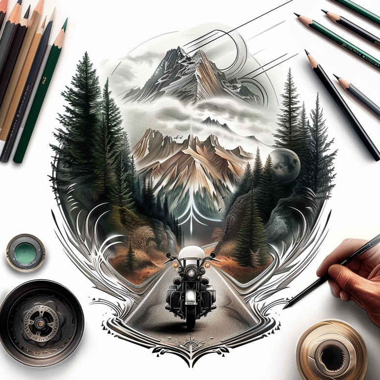 path-road tattoo design ideas realistic texture outdoor path symbolising endurance