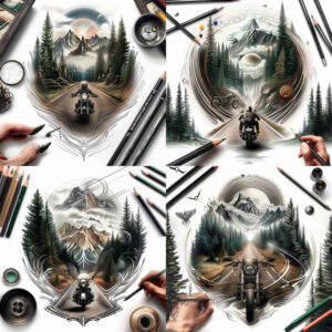 path-road tattoo design ideas clean fill tracks symbolising strength