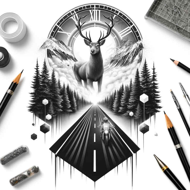 minimalist-path-tattoo-realism-emotional-depth-for-upper-thigh – tattoo design ideas free ai generated – Gallery: path-road-inkby-ai