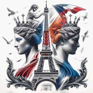 anthem-tattoo – tattoo design ideas free ai generated – surrealism-enigmatic-aura – for-upper-shoulder – Gallery: patriotic-inkby-ai
