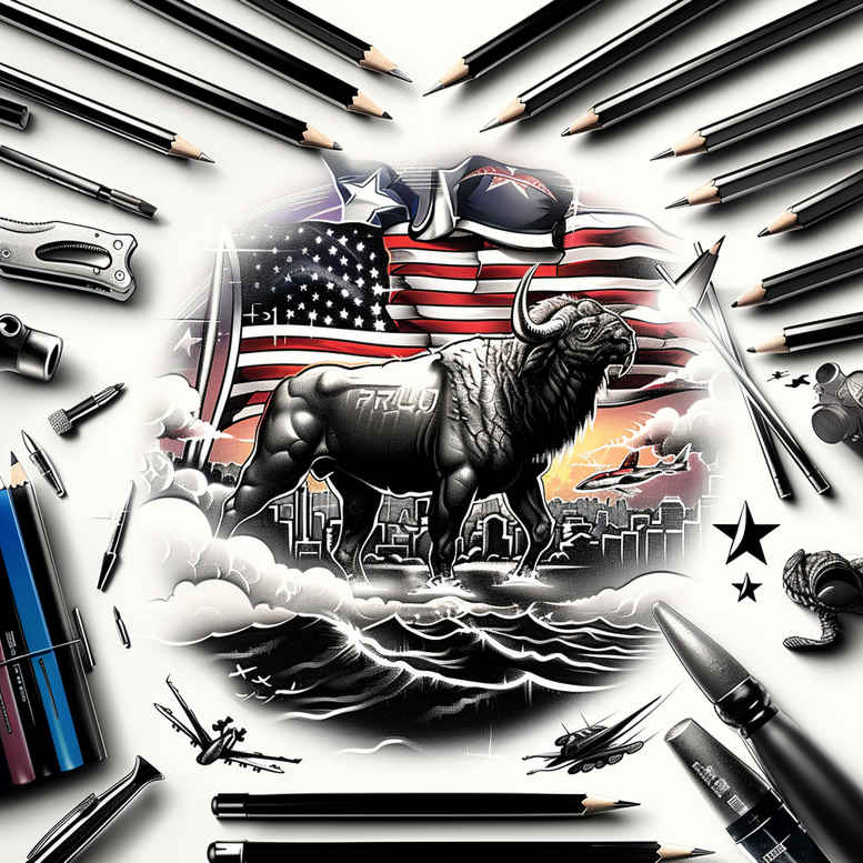 flag-tattoo – tattoo design ideas free ai generated – neotraditional-bold-texture – for-calf – Gallery: patriotic-inkby-ai