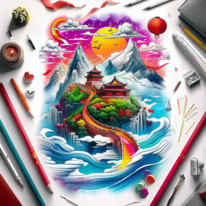 flag-tattoo – tattoo design ideas free ai generated – neotraditional-layered-fill – for-shin – Gallery: patriotic-inkby-ai