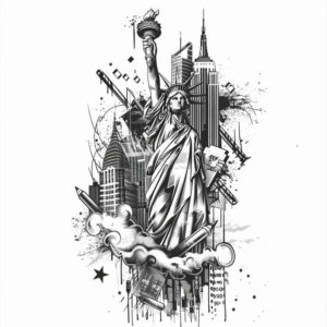 freedom-symbol-tattoo – tattoo design ideas free ai generated – neotraditional-color-blending – for-knee – Gallery: patriotic-inkby-ai