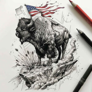 national-symbol-tattoo – tattoo design ideas free ai generated – realism-textured-skin – for-neck – Gallery: patriotic-inkby-ai