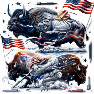 patriotic-crest-tattoo – tattoo design ideas free ai generated – surrealism-otherworldly – for-upper-shoulder – Gallery: patriotic-inkby-ai