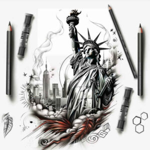 patriotic-fight-symbol-tattoo – tattoo design ideas free ai generated – realism-illusion-of-depth – for-elbow – Gallery: patriotic-inkby-ai
