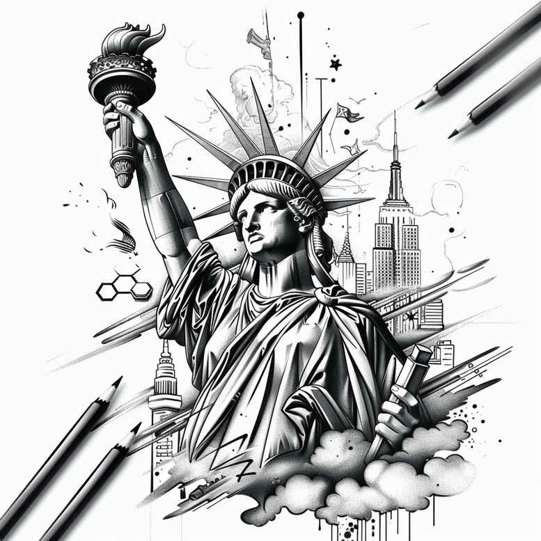 patriotic-figure-tattoo – tattoo design ideas free ai generated – realism-minimal-grain – for-scapula – Gallery: patriotic-inkby-ai