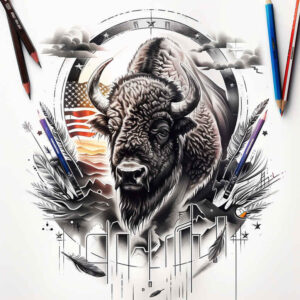 patriotic-figure-tattoo – tattoo design ideas free ai generated – realism-rich-blacks – for-back-of-neck – Gallery: patriotic-inkby-ai
