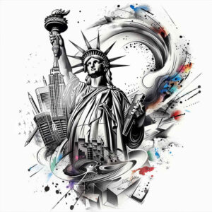 patriotic-geometric-tattoo – tattoo design ideas free ai generated – realism-subtle-gradients – for-behind-ear – Gallery: patriotic-inkby-ai
