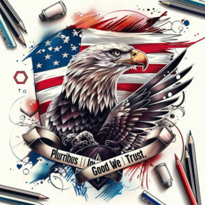 patriotic-heart-tattoo – tattoo design ideas free ai generated – neotraditional-classic-motifs – for-upper-chest – Gallery: patriotic-inkby-ai
