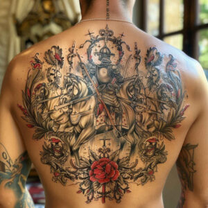 patriotic-heritage-tattoo – tattoo design ideas free ai generated – realism-fine-lines – for-back – Gallery: patriotic-inkby-ai
