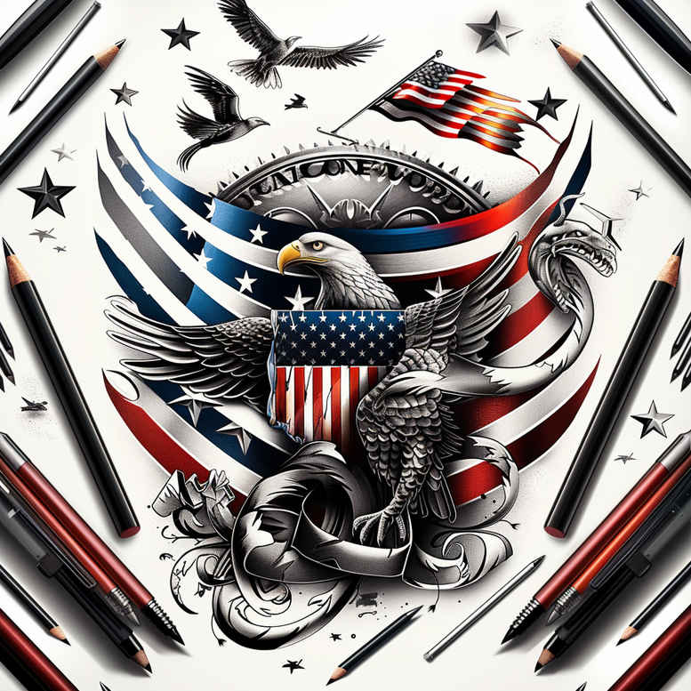 patriotic-history-tattoo – tattoo design ideas free ai generated – neotraditional-bold-color-blocks – for-fingers – Gallery: patriotic-inkby-ai