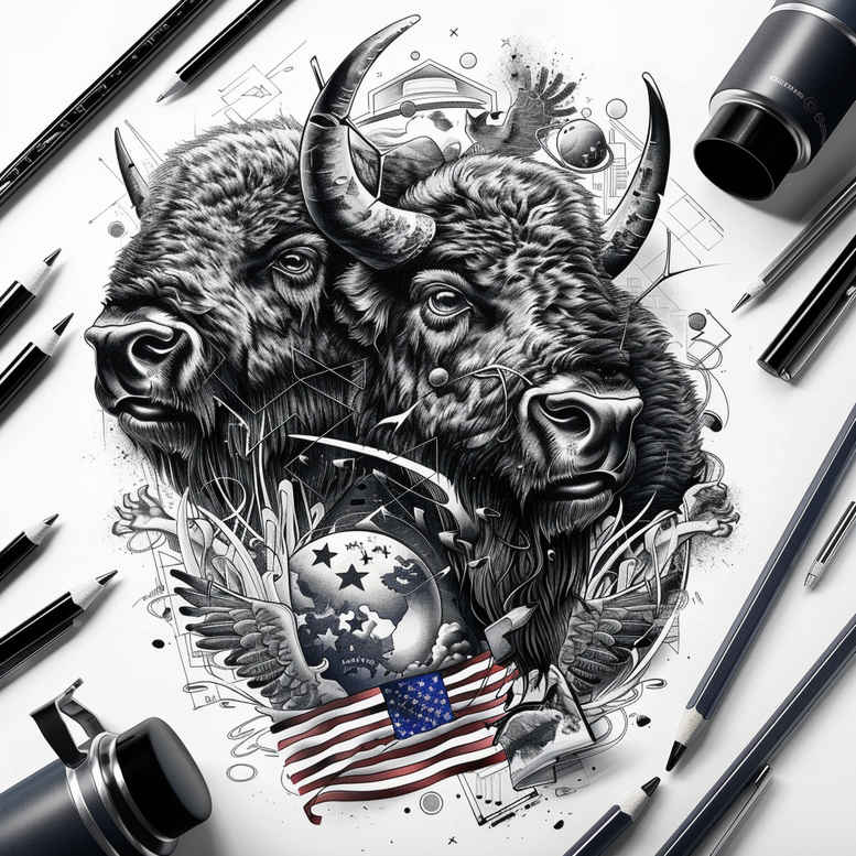 patriotic-history-tattoo – tattoo design ideas free ai generated – realism-digital-realism – for-calf – Gallery: patriotic-inkby-ai