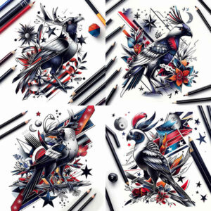 patriotic-honor-tattoo – tattoo design ideas free ai generated – neotraditional-enhanced-shading – for-full-back – Gallery: patriotic-inkby-ai