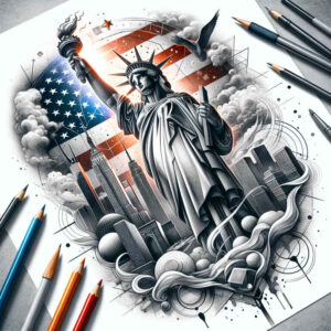patriotic-inscription-tattoo – tattoo design ideas free ai generated – realism-light-play – for-lower-arm – Gallery: patriotic-inkby-ai
