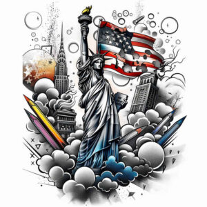 patriotic-light-tattoo – tattoo design ideas free ai generated – realism-photo-accuracy – for-scapula – Gallery: patriotic-inkby-ai