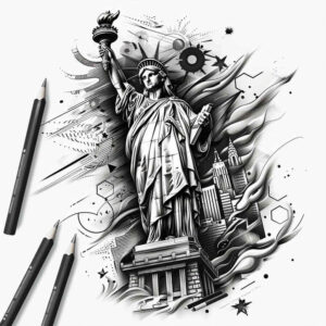 patriotic-motif-tattoo – tattoo design ideas free ai generated – neotraditional-bright-color – for-outer-arm – Gallery: patriotic-inkby-ai