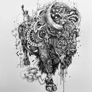 patriotic-motif-tattoo – tattoo design ideas free ai generated – neotraditional-dynamic-color – for-shoulder-blade – Gallery: patriotic-inkby-ai