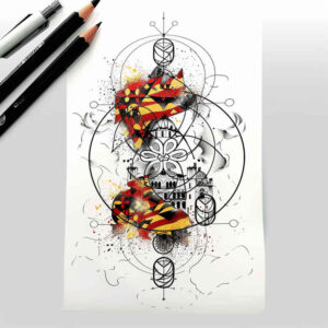 patriotic-motif-tattoo – tattoo design ideas free ai generated – surrealism-chromatic-flux – for-biceps – Gallery: patriotic-inkby-ai