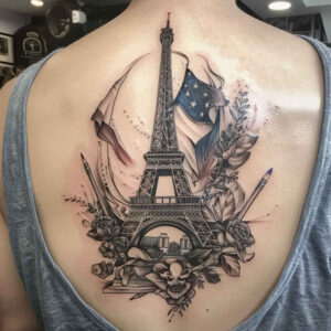 patriotic-ornament-tattoo – tattoo design ideas free ai generated – neotraditional-detailed-linework – for-full-back – Gallery: patriotic-inkby-ai