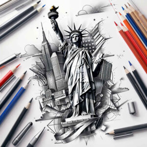 patriotic-pattern-tattoo – tattoo design ideas free ai generated – realism-clean-lines – for-inner-arm – Gallery: patriotic-inkby-ai