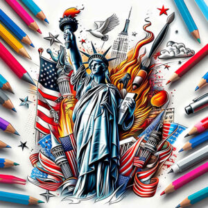 patriotic-sign-tattoo – tattoo design ideas free ai generated – surrealism-fantastical – for-upper-chest – Gallery: patriotic-inkby-ai