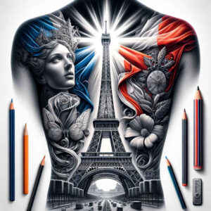 patriotic-spirit-tattoo – tattoo design ideas free ai generated – neotraditional-bright-color – for-thigh – Gallery: patriotic-inkby-ai