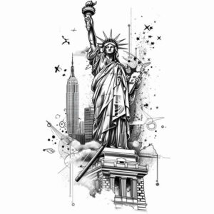 patriotic-strength-tattoo – tattoo design ideas free ai generated – realism-living-skin – for-full-back – Gallery: patriotic-inkby-ai