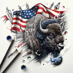 patriotic-tattoo – tattoo design ideas free ai generated – neotraditional-accent-shading – for-behind-ear – Gallery: patriotic-inkby-ai