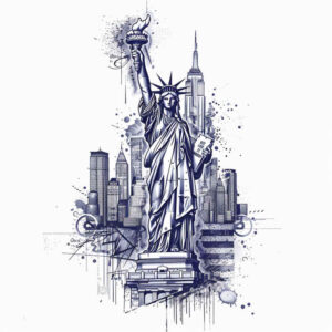 patriotic-tradition-tattoo – tattoo design ideas free ai generated – surrealism-blurred-edges – for-lower-leg – Gallery: patriotic-inkby-ai