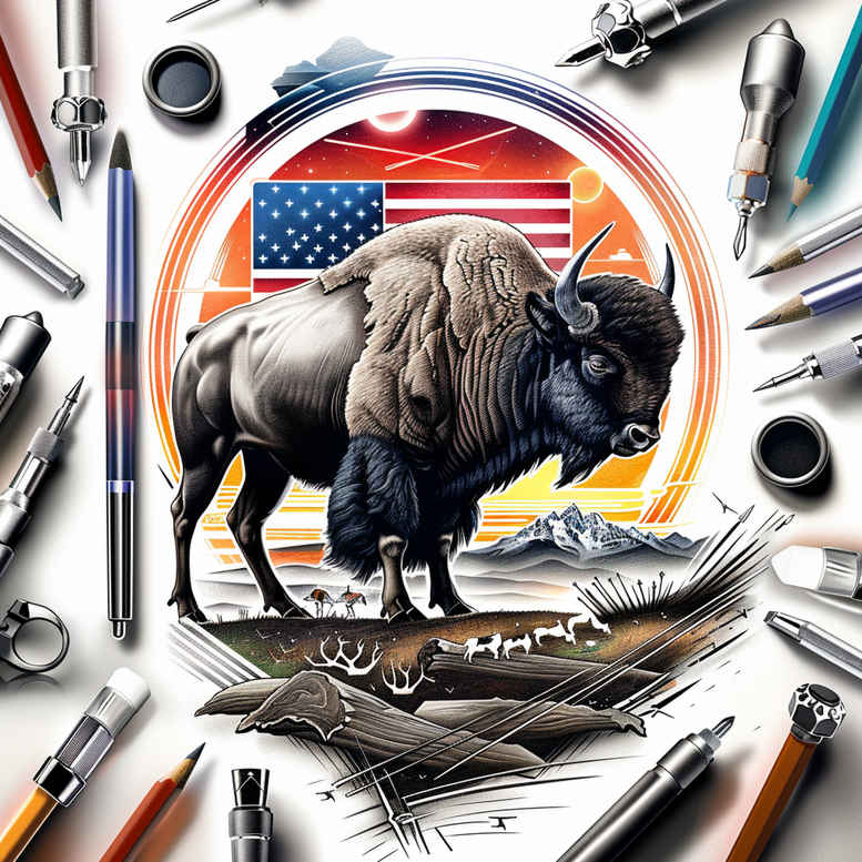 patriotic-tradition-tattoo – tattoo design ideas free ai generated – surrealism-vibrant-contrasts – for-lower-leg – Gallery: patriotic-inkby-ai