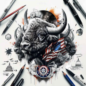 patriotic-unity-tattoo – tattoo design ideas free ai generated – realism-clean-whites – for-temple – Gallery: patriotic-inkby-ai