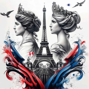 patriotic-unity-tattoo – tattoo design ideas free ai generated – surrealism-displaced-objects – for-collarbone – Gallery: patriotic-inkby-ai